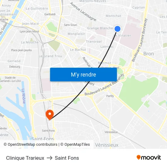 Clinique Trarieux to Saint Fons map