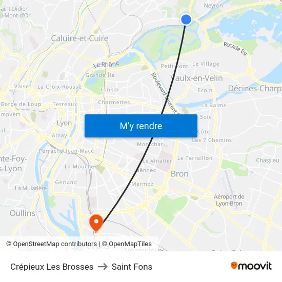 Crépieux Les Brosses to Saint Fons map