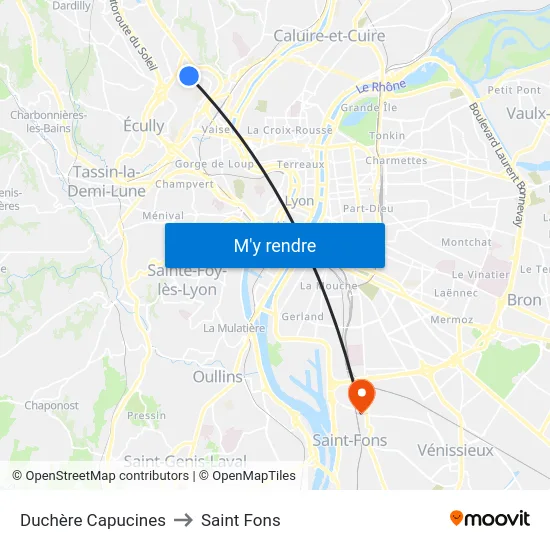 Duchère Capucines to Saint Fons map