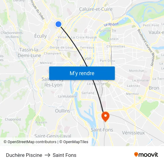 Duchère Piscine to Saint Fons map