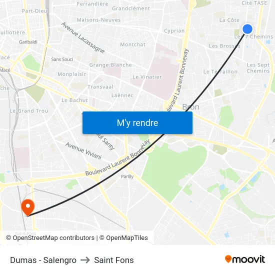 Dumas - Salengro to Saint Fons map