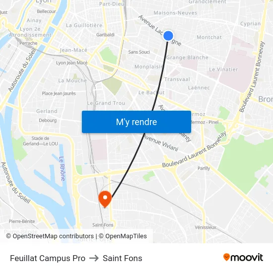 Feuillat Campus Pro to Saint Fons map