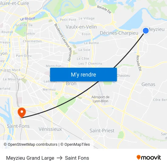 Meyzieu Grand Large to Saint Fons map