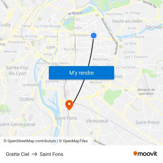 Gratte Ciel to Saint Fons map