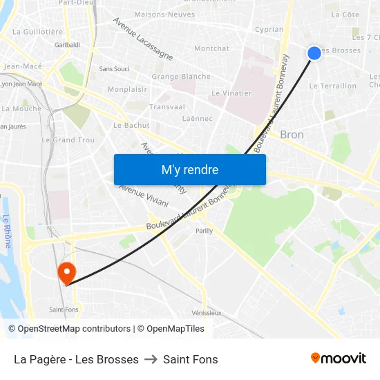 La Pagère - Les Brosses to Saint Fons map