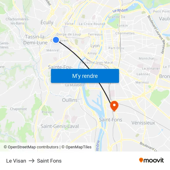 Le Visan to Saint Fons map