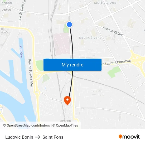 Ludovic Bonin to Saint Fons map