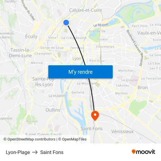 Lyon-Plage to Saint Fons map