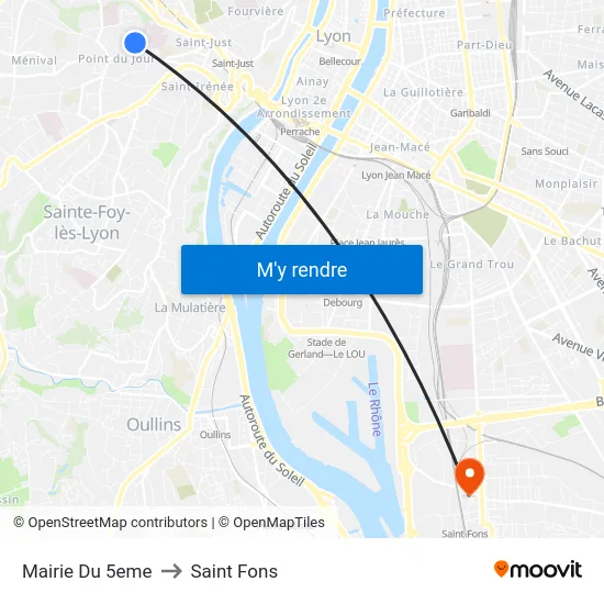 Mairie Du 5eme to Saint Fons map