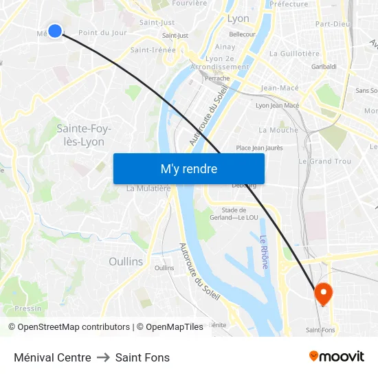 Ménival Centre to Saint Fons map