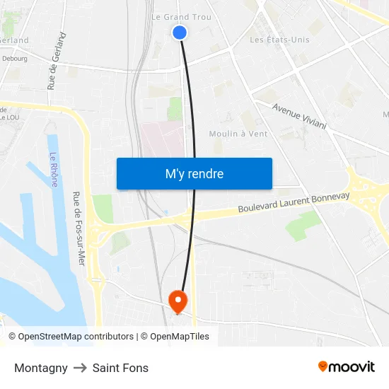 Montagny to Saint Fons map