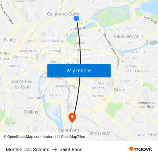 Montée Des Soldats to Saint Fons map