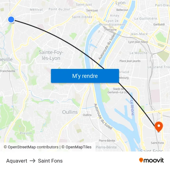 Aquavert to Saint Fons map