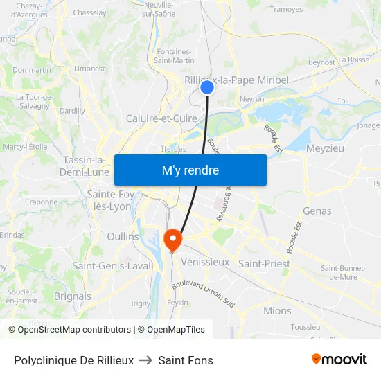 Polyclinique De Rillieux to Saint Fons map
