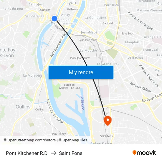Pont Kitchener R.D. to Saint Fons map