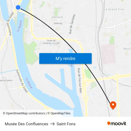 Musée Des Confluences to Saint Fons map