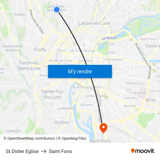 St Didier Eglise to Saint Fons map