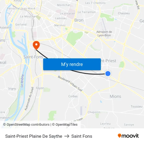 Saint-Priest Plaine De Saythe to Saint Fons map