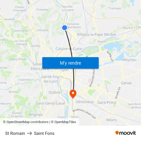 St Romain to Saint Fons map