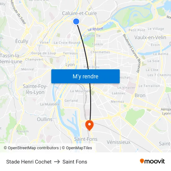 Stade Henri Cochet to Saint Fons map