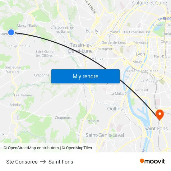 Ste Consorce to Saint Fons map