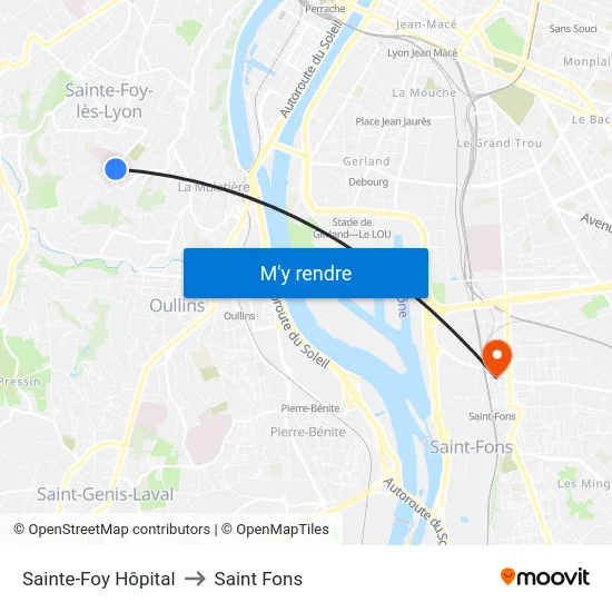 Sainte-Foy Hôpital to Saint Fons map