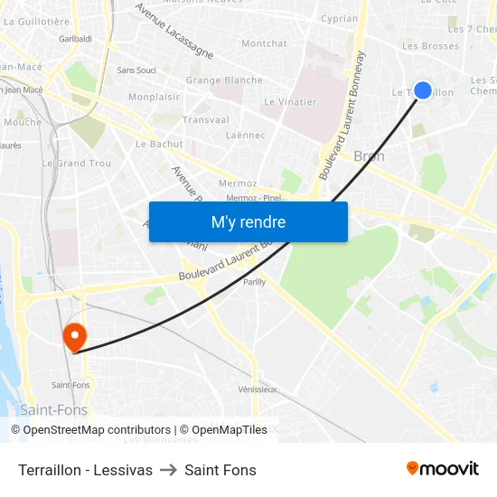 Terraillon - Lessivas to Saint Fons map