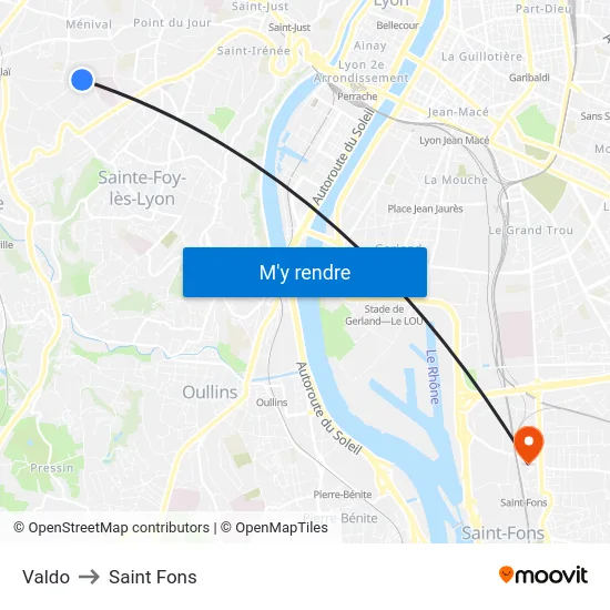 Valdo to Saint Fons map