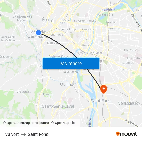 Valvert to Saint Fons map