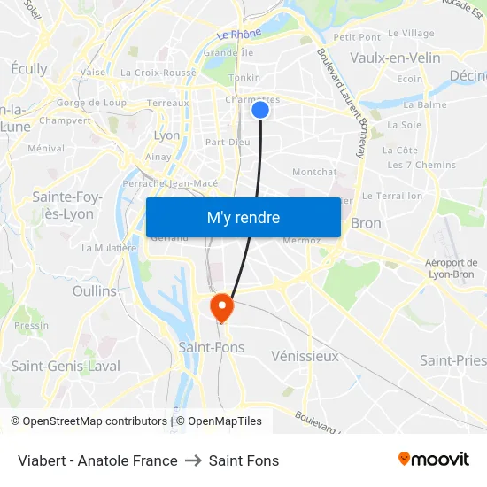 Viabert - Anatole France to Saint Fons map