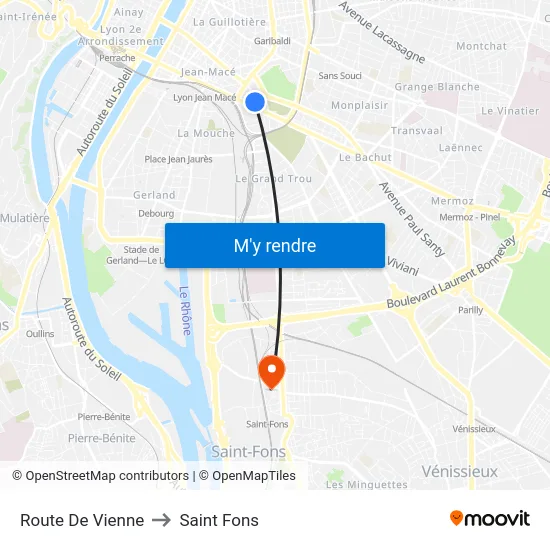 Route De Vienne to Saint Fons map