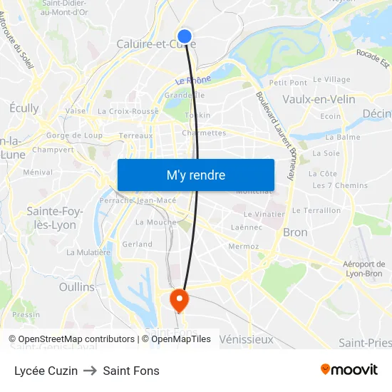 Lycée Cuzin to Saint Fons map