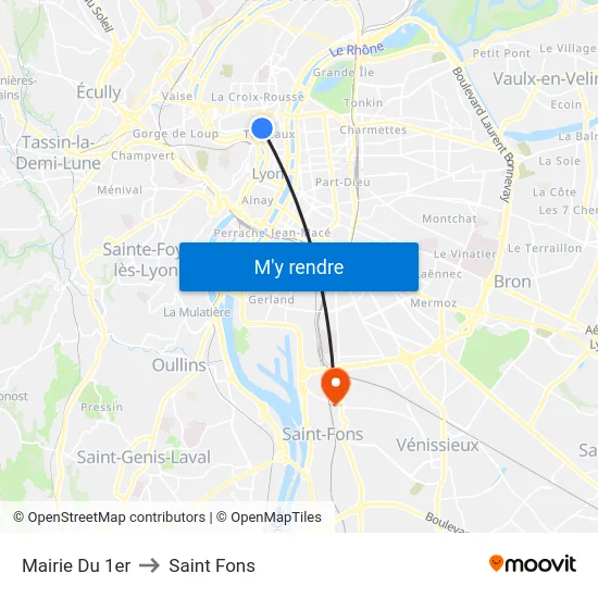 Mairie Du 1er to Saint Fons map