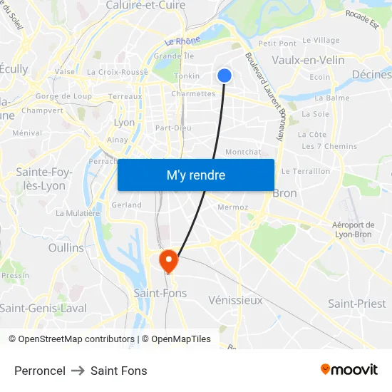 Perroncel to Saint Fons map