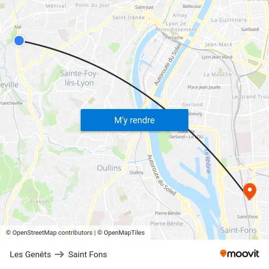 Les Genêts to Saint Fons map