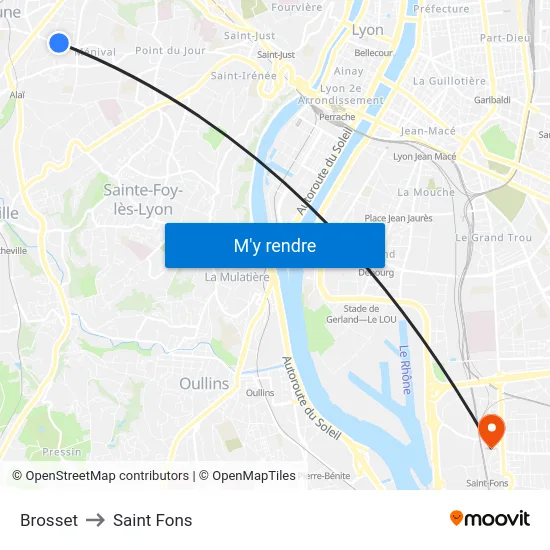 Brosset to Saint Fons map