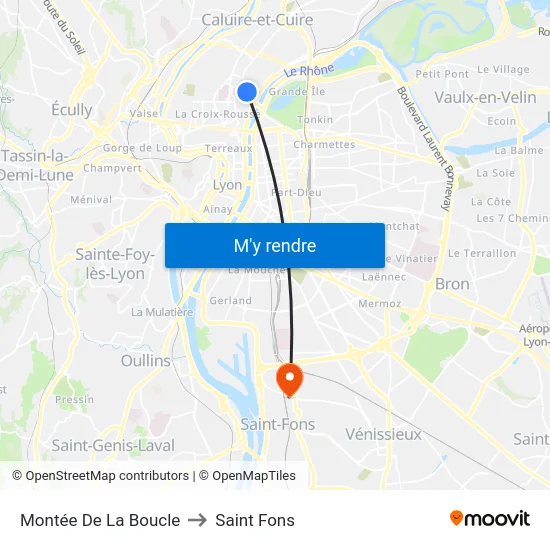 Montée De La Boucle to Saint Fons map