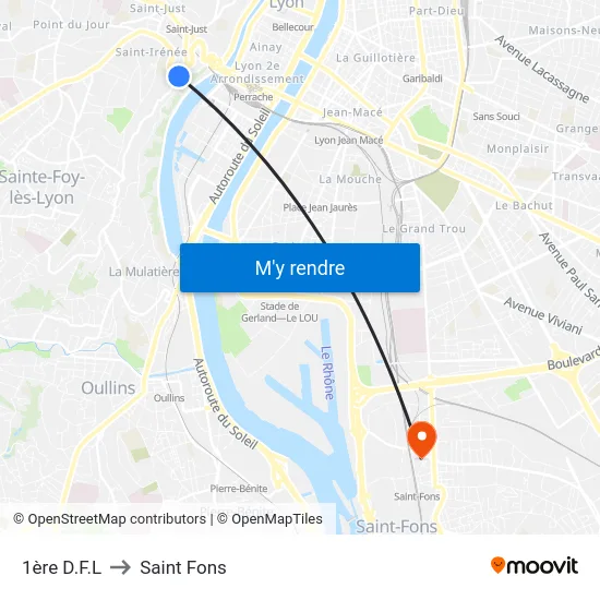 1ère D.F.L to Saint Fons map