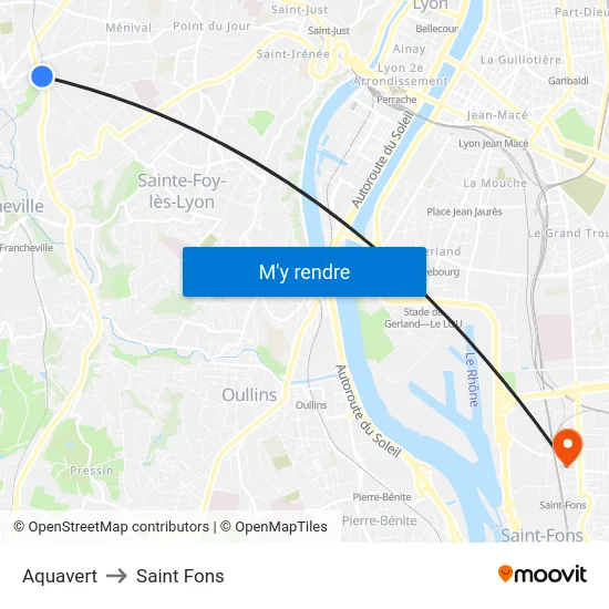 Aquavert to Saint Fons map