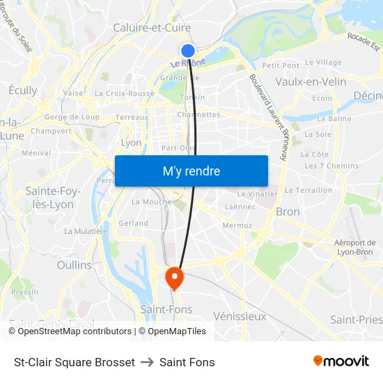 St-Clair Square Brosset to Saint Fons map