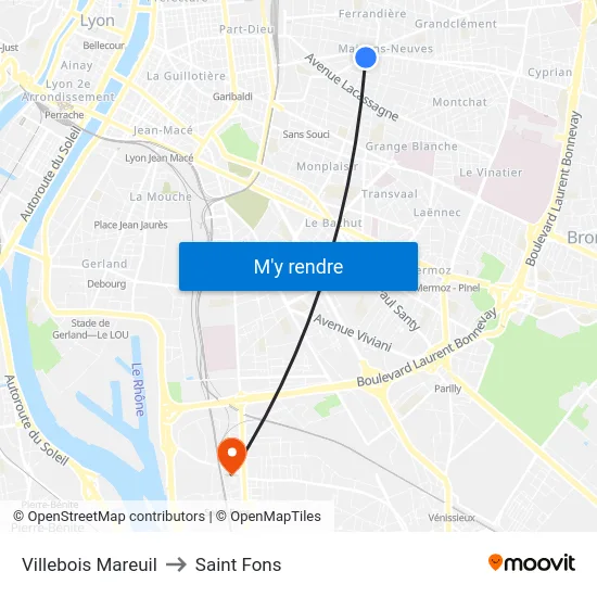 Villebois Mareuil to Saint Fons map