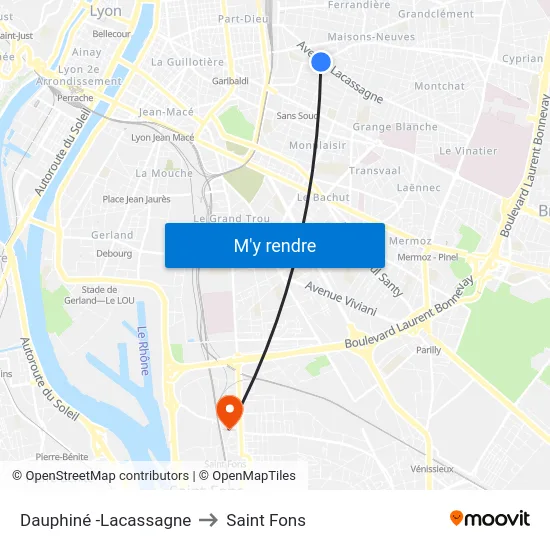 Dauphiné -Lacassagne to Saint Fons map