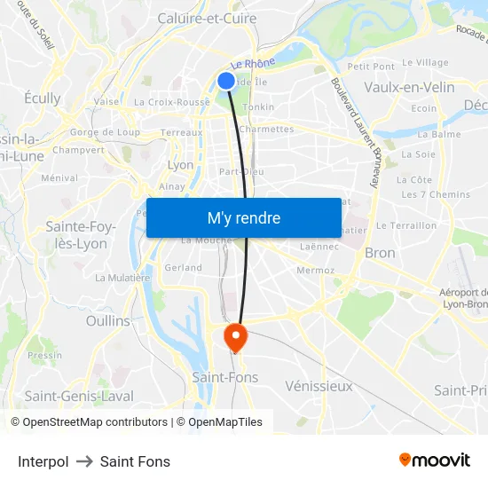 Interpol to Saint Fons map