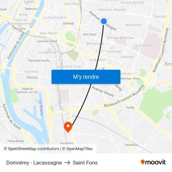 Domrémy - Lacassagne to Saint Fons map
