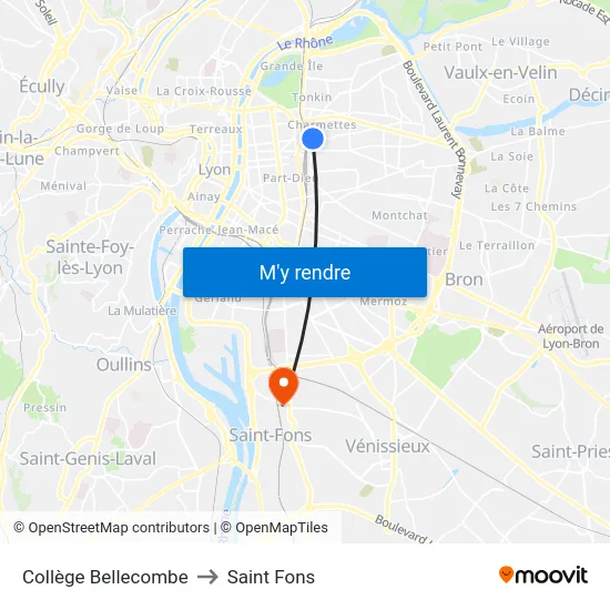 Collège Bellecombe to Saint Fons map