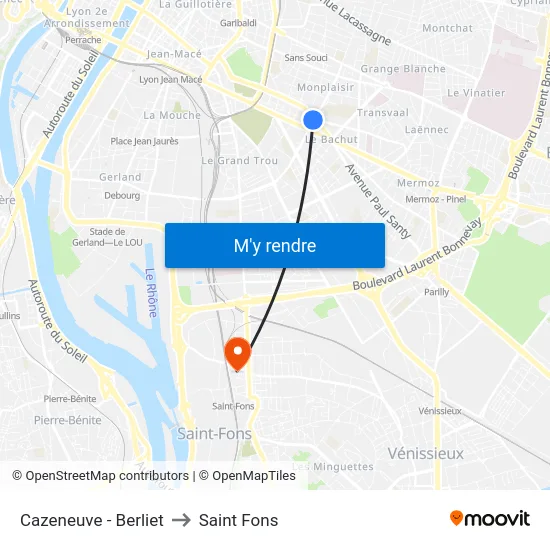 Cazeneuve - Berliet to Saint Fons map