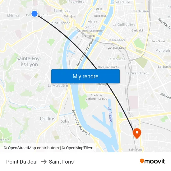 Point Du Jour to Saint Fons map