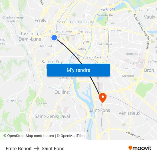 Frère Benoît to Saint Fons map