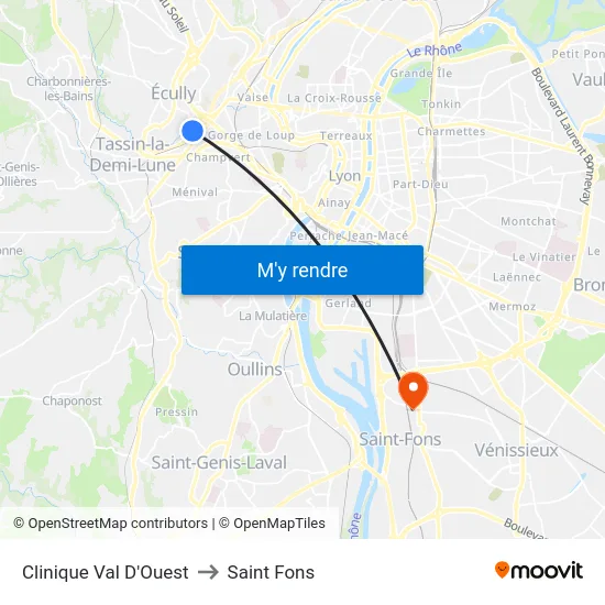 Clinique Val D'Ouest to Saint Fons map