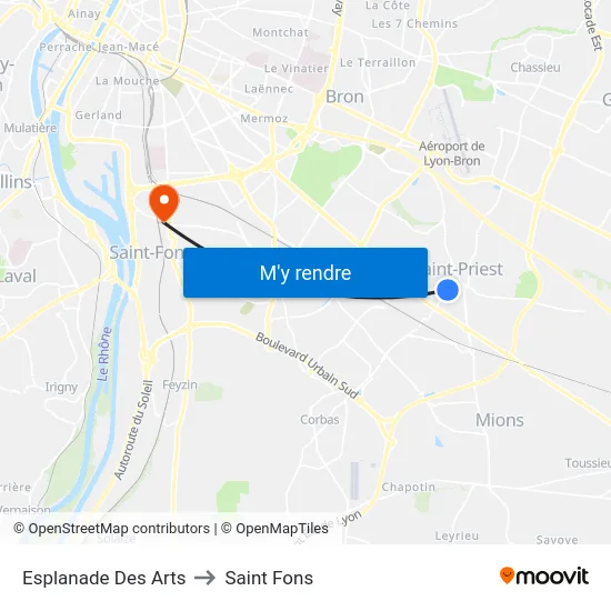 Esplanade Des Arts to Saint Fons map